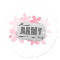 Proud Army Mother-in-law Flowers Round Stickers