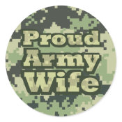 Proud Army Wife Classic Round Sticker