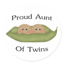 Proud Aunt Of Twins Round Stickers