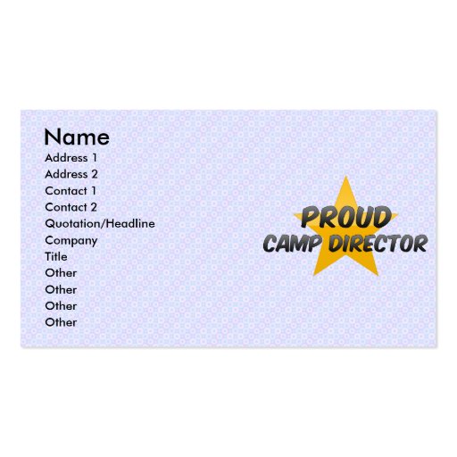 Proud Camp Director Business Cards (front side)