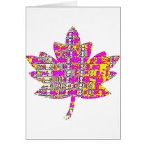 PROUD CANADIAN - Floral Pink Maple Leaf Greeting Card