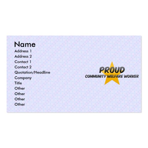 Proud Community Welfare Worker Business Cards