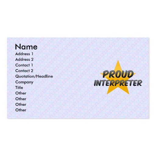 Proud Interpreter Business Card Templates (front side)