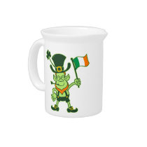 Proud Leprechaun Waving an Irish Flag pitchers