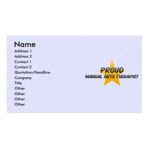 Proud Manual Arts Therapist Business Card Template (front side)