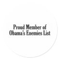 Proud Member of Obama’s Enemies List stickers by RightWingGifts Proud Member of Obama’s Enemies List stickers