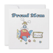 Proud Mom Airplane It's a Boy Gifts Custom Invite