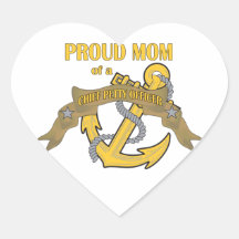 Proud Mom of a Chief Petty Officer Heart Sticker