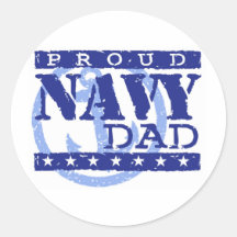 Proud Navy Dad Round Sticker