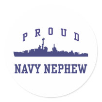Proud Navy Nephew Round Stickers