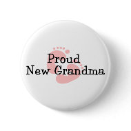 Proud New Grandma Baby Girl Footprints button