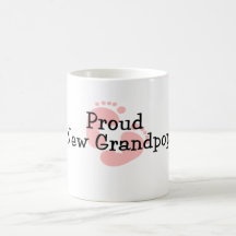 Proud New Grandpop Baby Girl Footprints Coffee Mugs