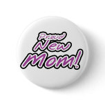Proud New Mom Purple Text Tshirts and Gifts buttons