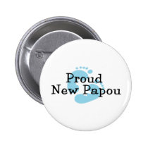 Proud New Papou Baby Boy Footprints buttons