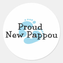 Proud New Pappou Baby Boy Footprints stickers