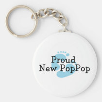 Proud New PopPop Baby boy Footprints keychains