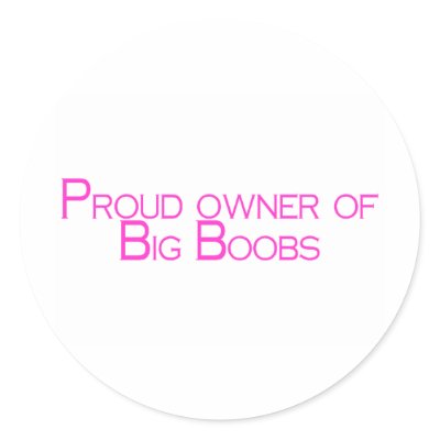Proud Owner Of Big Boobs Round Sticker by TeeZazzle