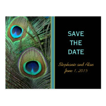 Proud Peacock Save The Date Postcards