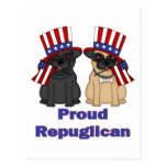 Proud Repuglican Fawn and Black Pug Tees, Gifts Post Card