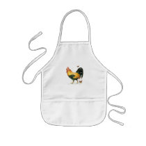 Proud Rooster with hen and chickens. Apron
