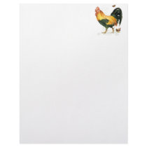Proud Rooster with hen and chickens. Personalized Letterhead
