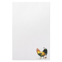Proud Rooster with hen and chickens. Stationery Design