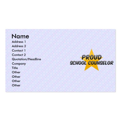 Proud School Counselor Business Card Templates (front side)