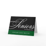 Proud seniors black/green graduation announcement cards