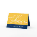 Proud seniors gold blue graduation announcement card