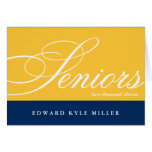 Proud seniors gold blue graduation announcement cards