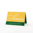 Proud seniors gold green graduation announcement card