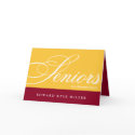 Proud seniors gold maroon graduation announcement card