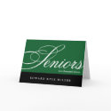 Proud seniors green/black graduation announcement card