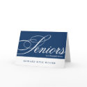 Proud seniors navy white graduation announcement card