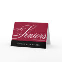 Proud seniors red black graduation announcement card
