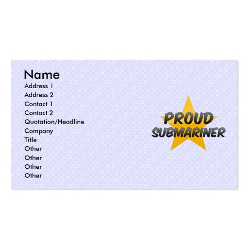 Proud Submariner Business Card Templates (front side)