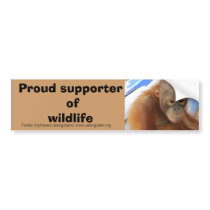 Proud Supporter of Wildlife with Baby Orangutan Le Bumper Stickers