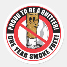 Proud To Be A Quitter 1 Year Round Sticker