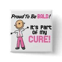 Proud To Be Bald Breast Cancer Stick Figure Buttons