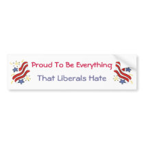 Proud To Be Everything Liberals Hate Bumper Sticke bumper stickers by jhimages Proud To Be Everything Liberals Hate Bumper Sticke bumper stickers
