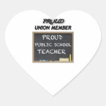 PROUD UNION TEACHER HEART STICKERS