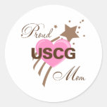 Proud USCG Mom Heart Round Stickers