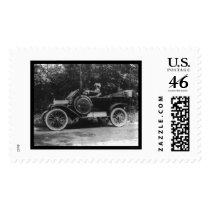 Proud Woman Behind the Wheel of her Car 1914 postage by lc_vintagephotos Proud Woman Behind the Wheel of her Car 1914 postage