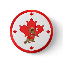 Proudly Canadian Beaver Pinback Button