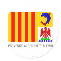 Provence-Alpes-Côte-d'Azur flag with name Round Stickers