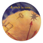 Proverb in Medieval Style, Acrylic Painting Round Sticker