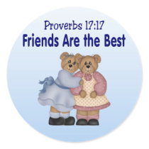 Proverbs 17 17 round sticker