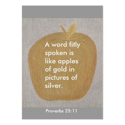 Proverbs 25:11, A word fitly spoken, apple cards Business Card (front side)