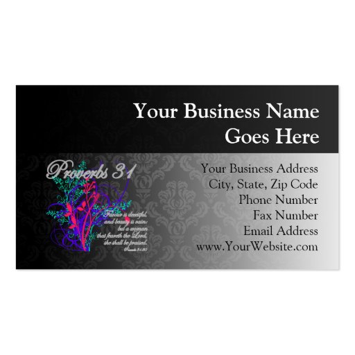 Proverbs 31 Bible Christian Women's Business Card Template (front side)