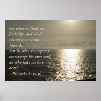 Proverbs 8:35,36 Poster print